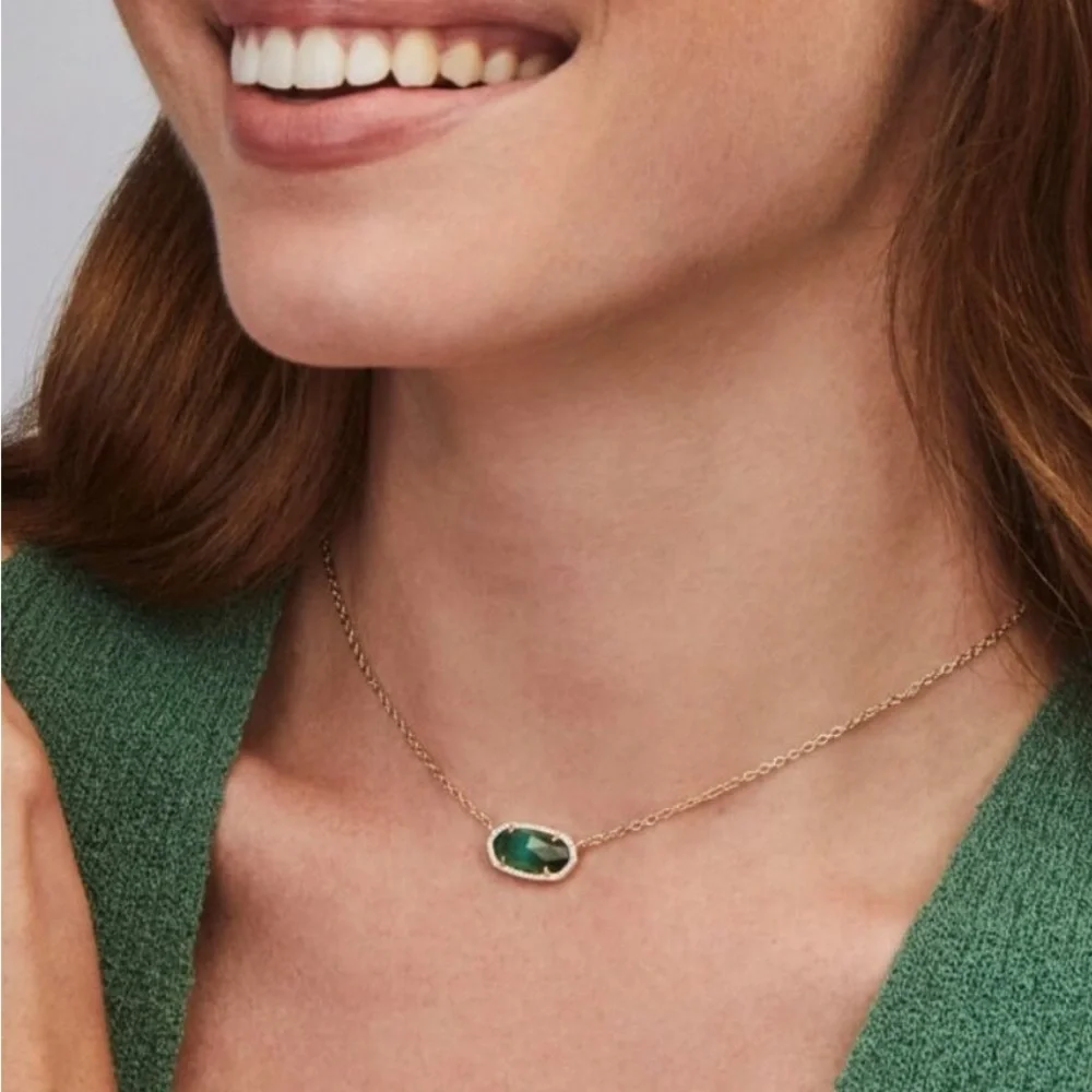 Kendra Scott Gold and Green Necklace with Emerald Stone - Picture 2 of 3